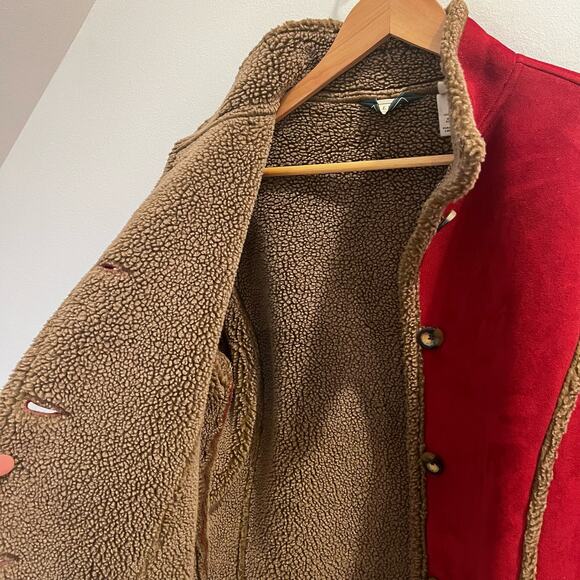L.L. Bean Vintage Red Sherpa  Barn Coat Women's Jacket Size S Penny Lane - Picture 3 of 10